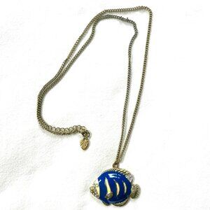 Betsey Johnson Blue Fish Pendant Necklace